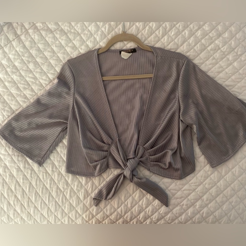 Grey Silk Top